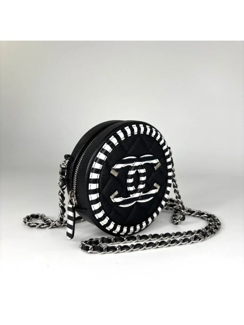 Chanel CC Filigree Caviar Leather Round Shoulder